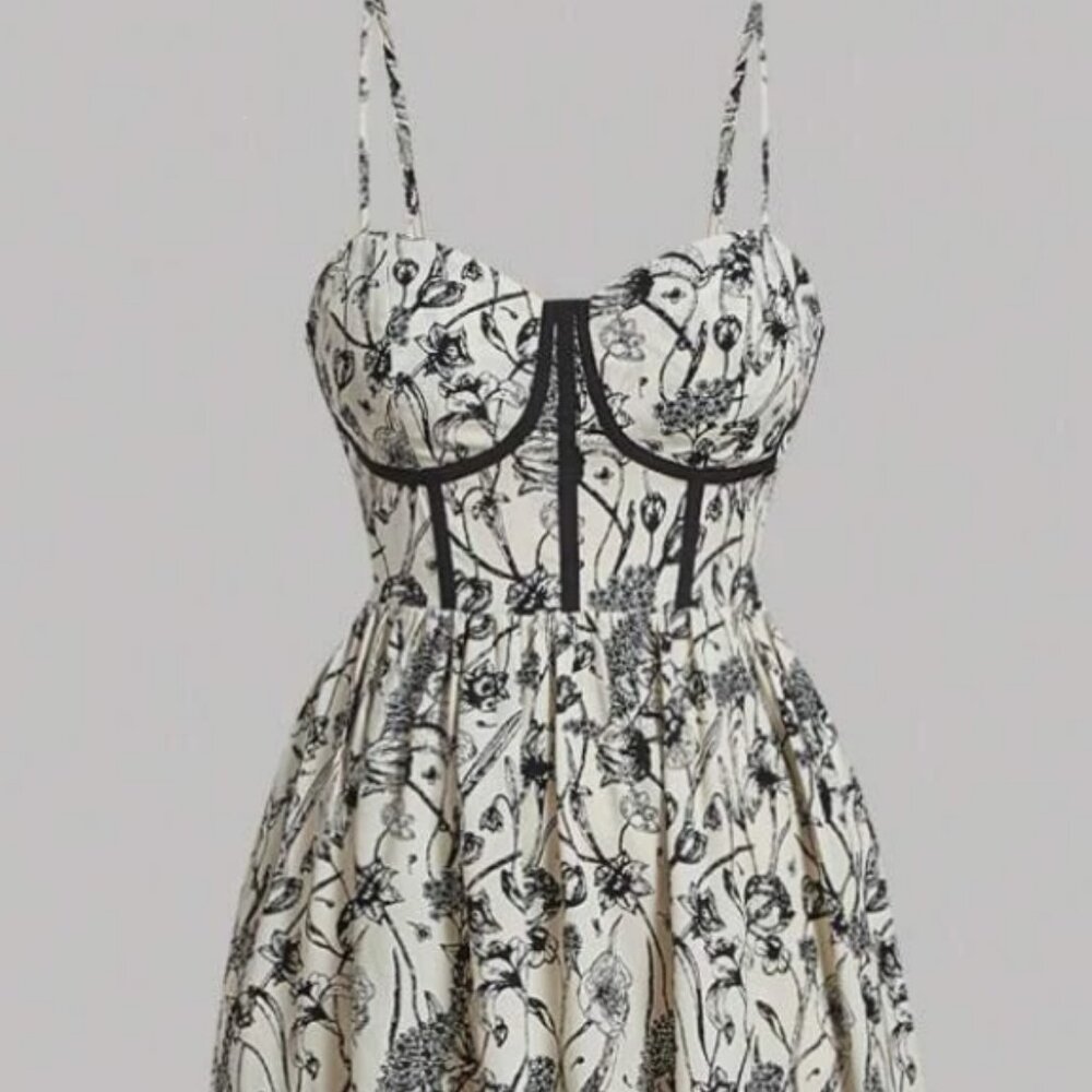 Boho Elegance: Floral Flowy Maxi Dress (3XL, Beige)